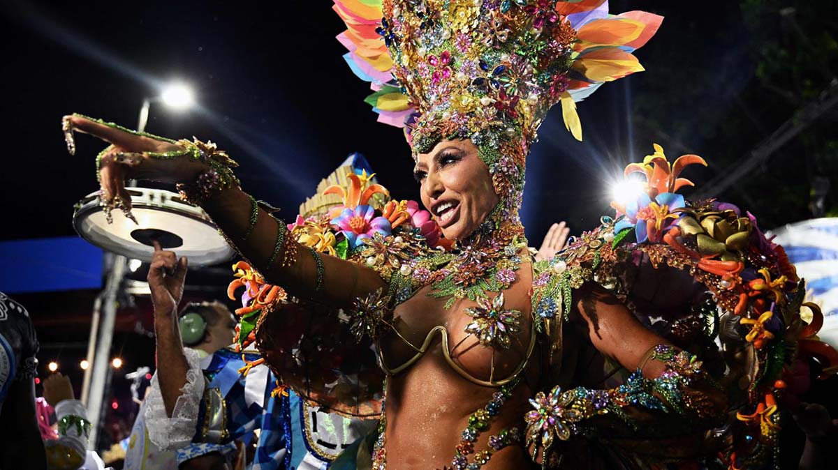 Woman in Carnaval costume dancing